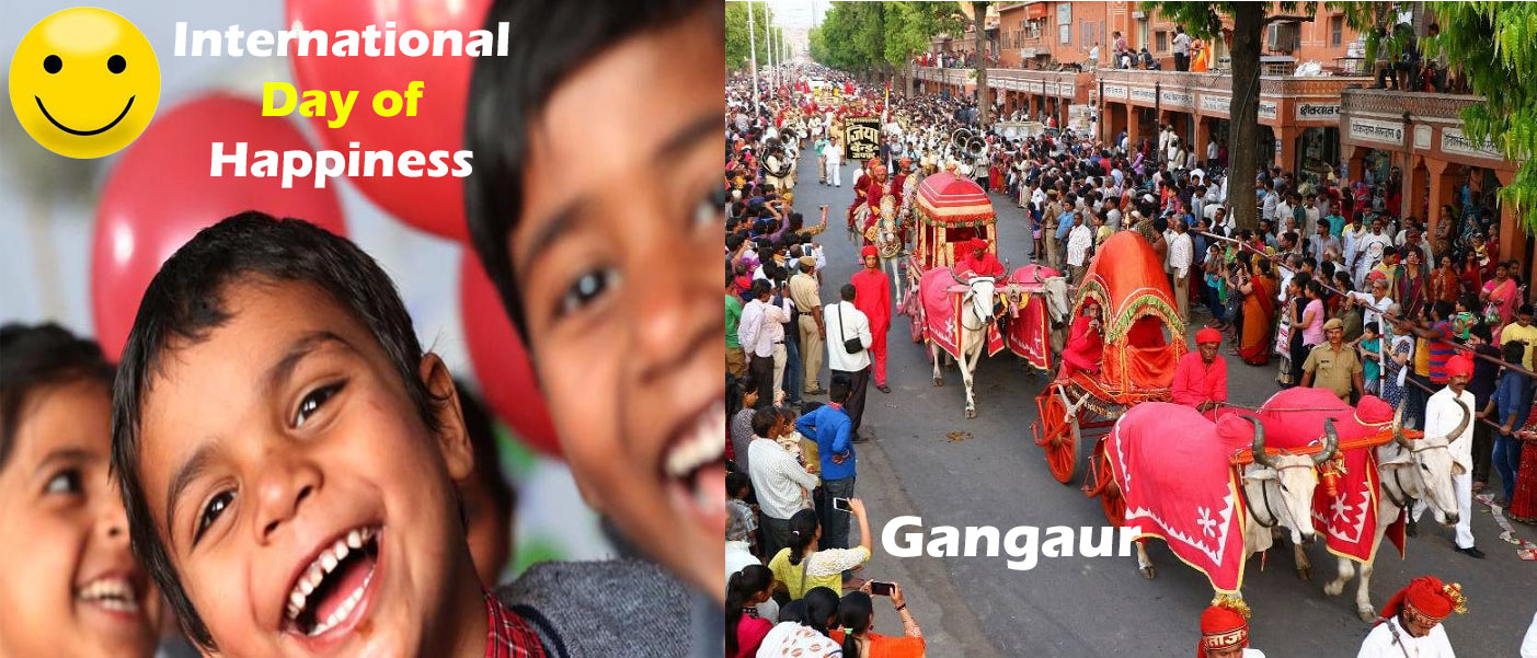 International Day of Happiness & gangaur festival in India